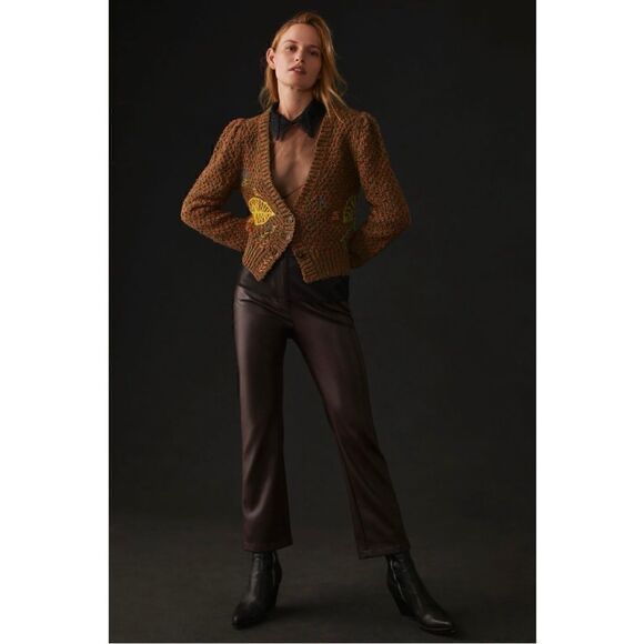 NEW Wendy Wurtzburger & Marcella Volini Anthropologie Monstera Cardigan Sweater - Picture 2 of 5